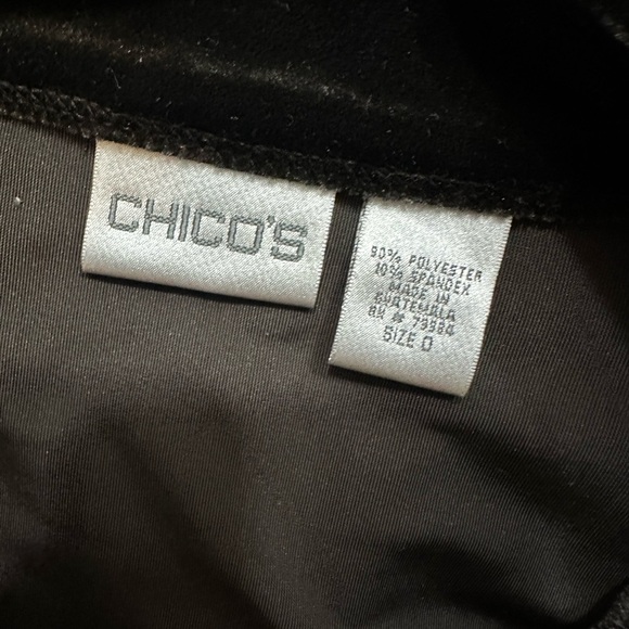 Chico's Black Velvet Jacket Classic Fit Zip Pockets Long Sleeve Sz 0 USA Small - Picture 8 of 10